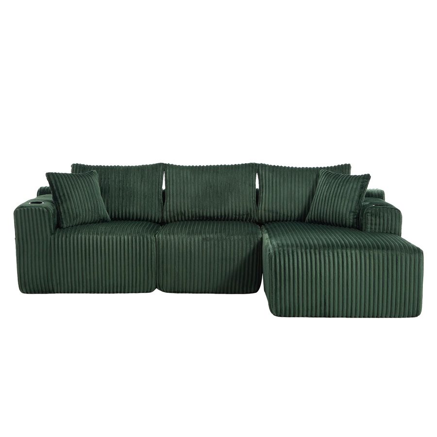 Modulares Sofaset mit Liegestühlen und Doppelbetten,Smaragdgrün   Aosom.de
