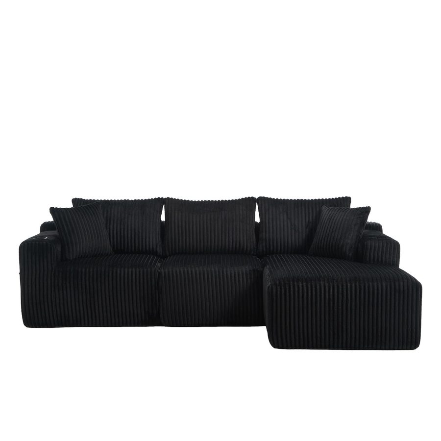 Modulares Sofaset mit Liegestühlen und Doppelbetten,Schwarz   Aosom.de