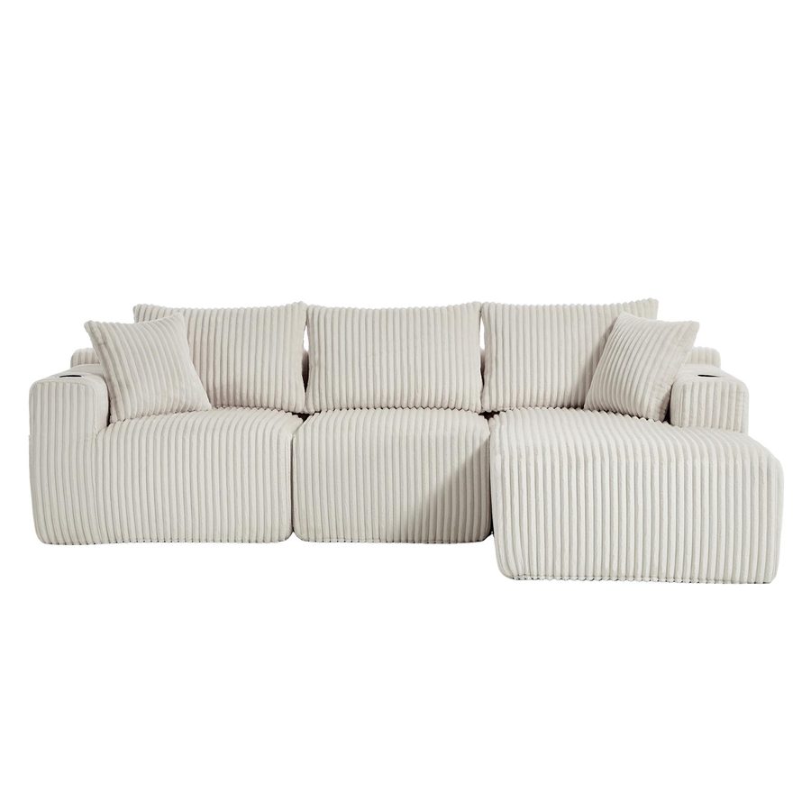 Modulares Sofaset mit Liegestühlen und Doppelbetten,Beige   Aosom.de