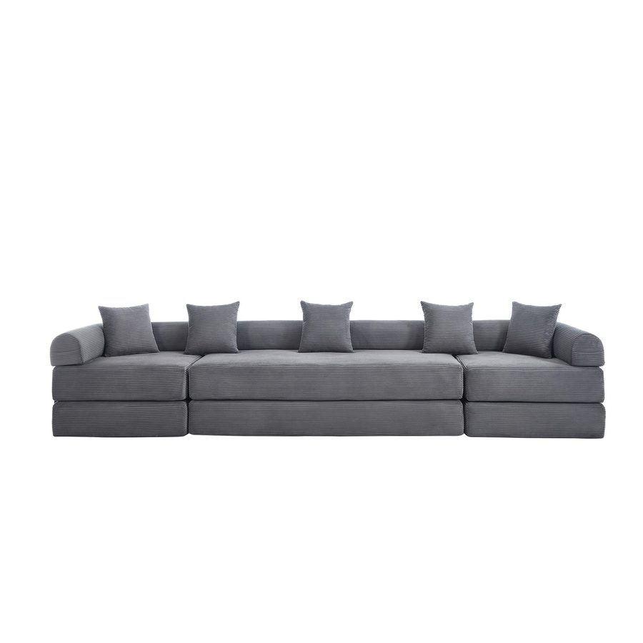 Bequemes Familiensofa mit Stauraum, Dunkelgrau   Aosom.de