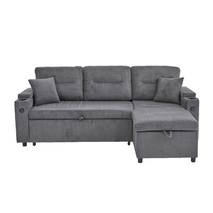 Modernes Cordsofa für drei Personen, Carbongrau   Aosom.de