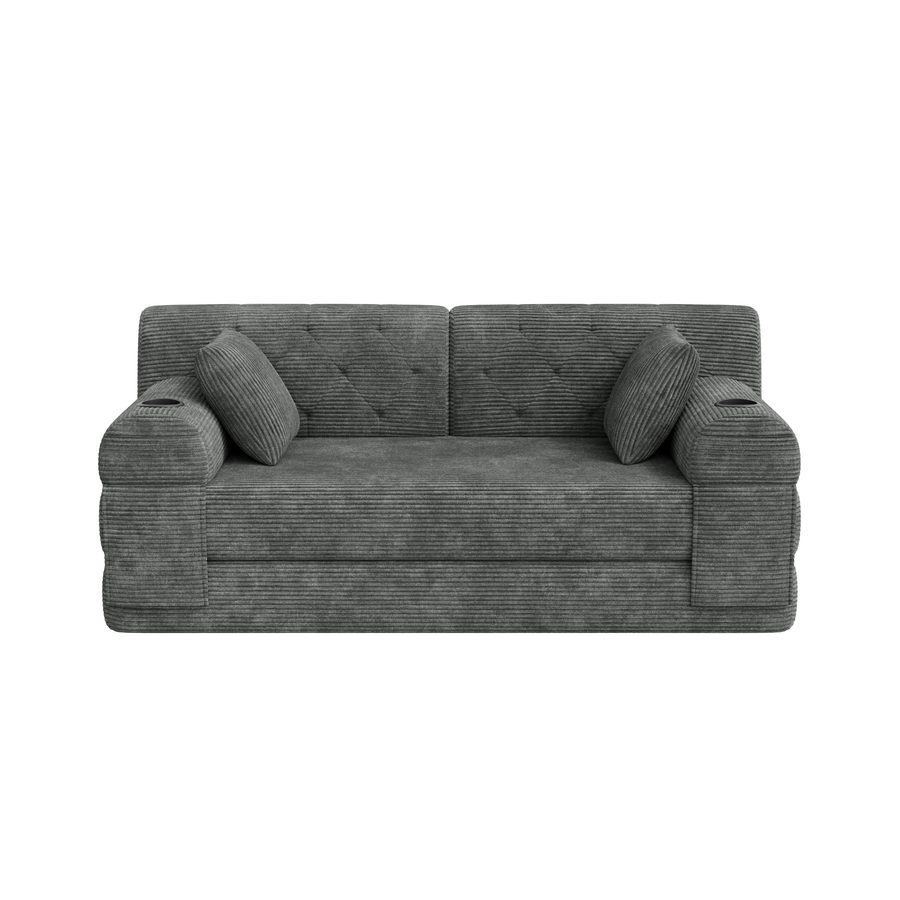 Doppeltes komprimiertes Cordsofa, Dunkelgrau   Aosom.de