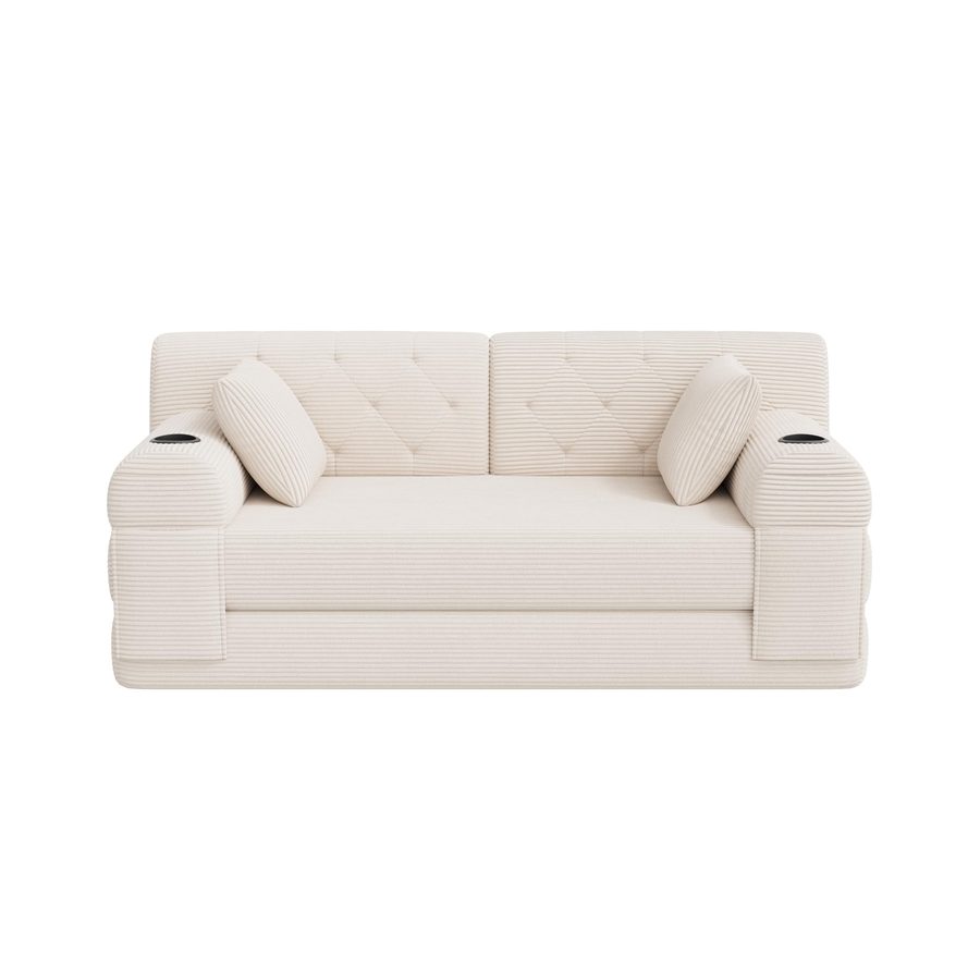 Doppeltes komprimiertes Cordsofa, Beige   Aosom.de