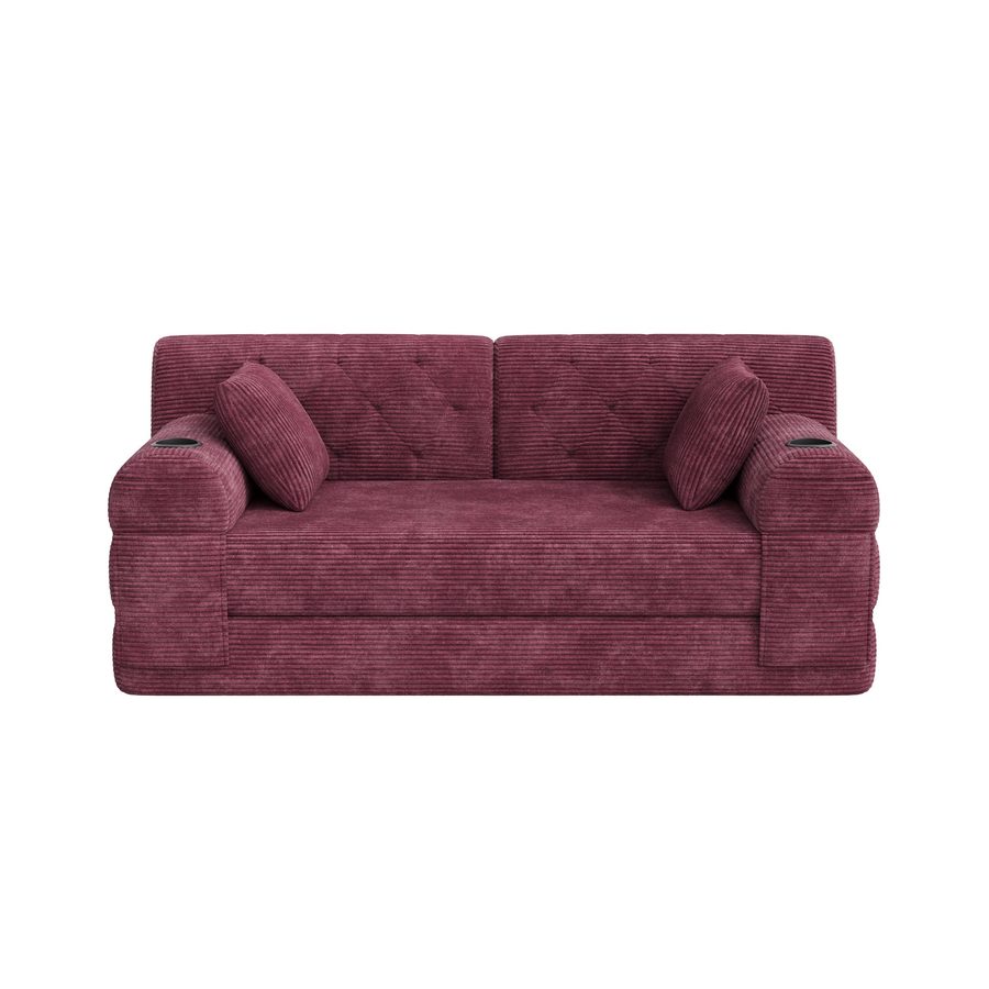 Doppeltes komprimiertes Cordsofa, Weinrot   Aosom.de