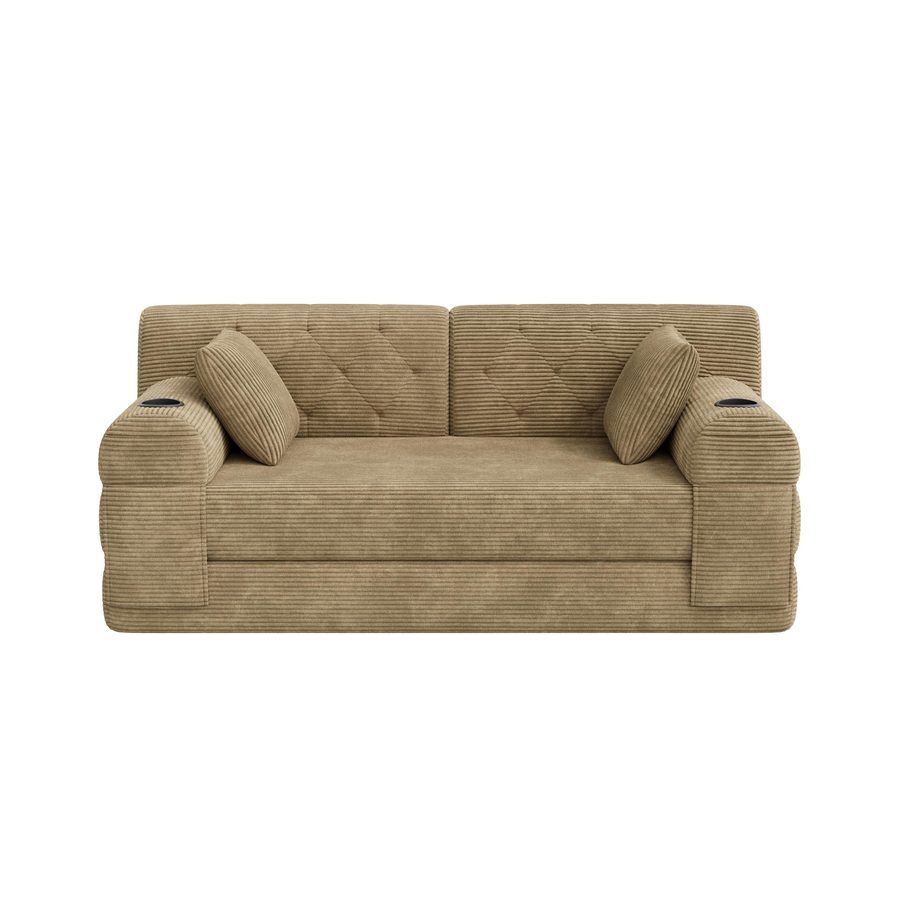 Doppeltes komprimiertes Cordsofa, Khaki   Aosom.de