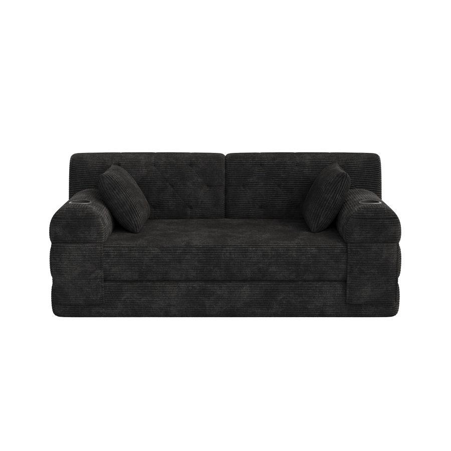 Doppeltes komprimiertes Cordsofa, Schwarz   Aosom.de