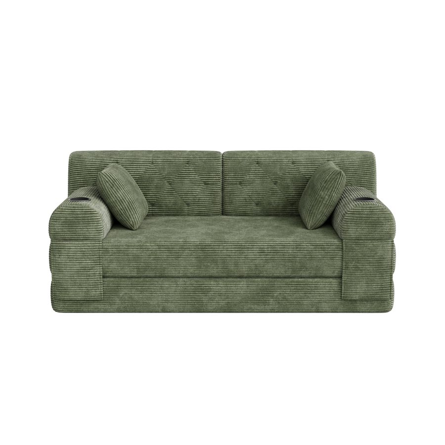 Doppeltes komprimiertes Cordsofa, Grün   Aosom.de