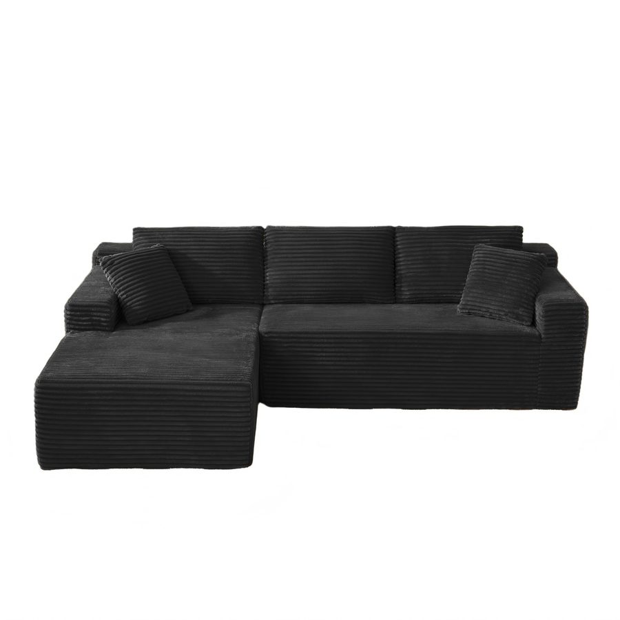 Moduläres L-förmiges 3-Sitzer-Sofa, Schwarz   Aosom.de von LISA