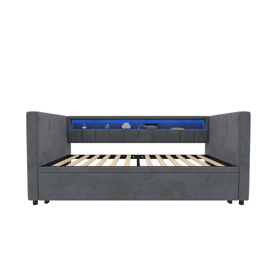 Multifunktionales Schlafsofa 90X190 cm, Dunkelgrau   Aosom.de