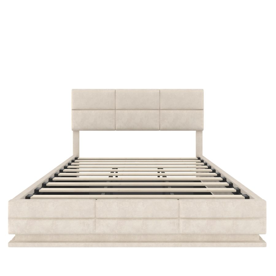 Das samtgepolsterte Bett misst 180 x 200 cm, Beige   Aosom.de