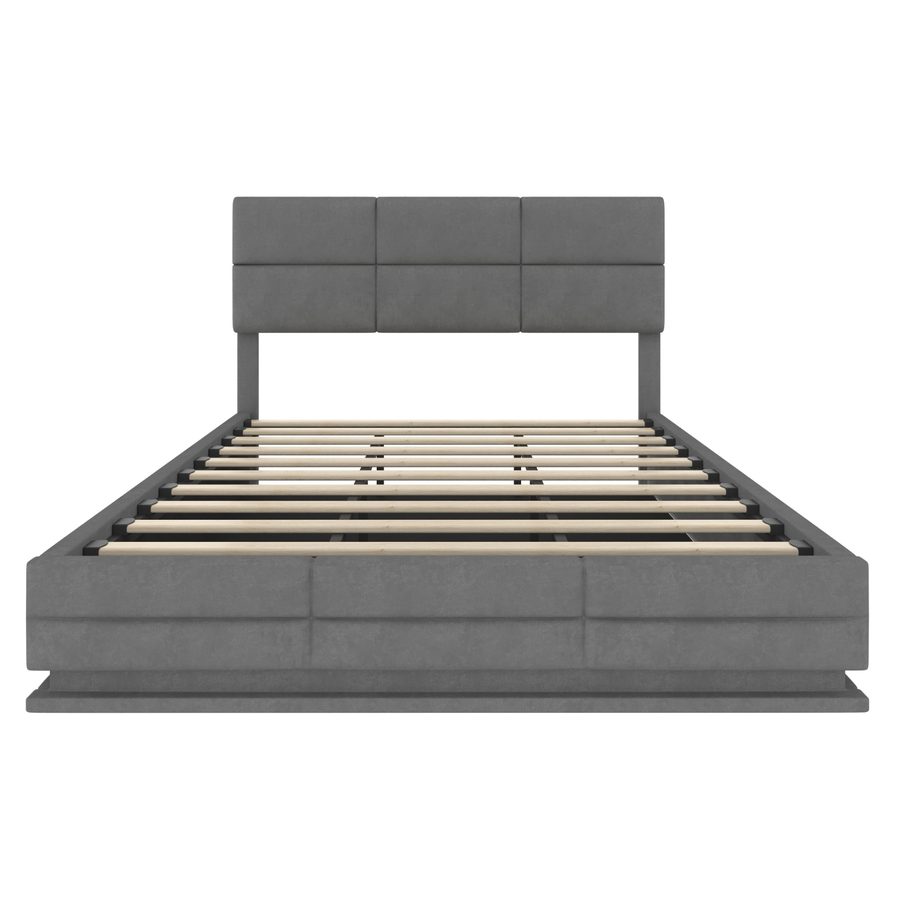 Das samtgepolsterte Bett misst 180 x 200 cm,Dunkelgrau   Aosom.de
