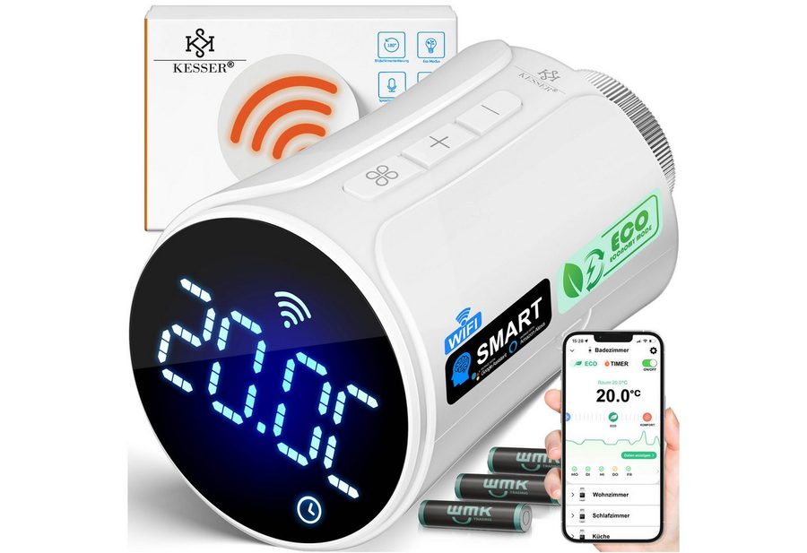 KESSER Heizkörperthermostat, Heizungsregler Smart Home Heizungssteuerung mit WLAN & APP Steuerung