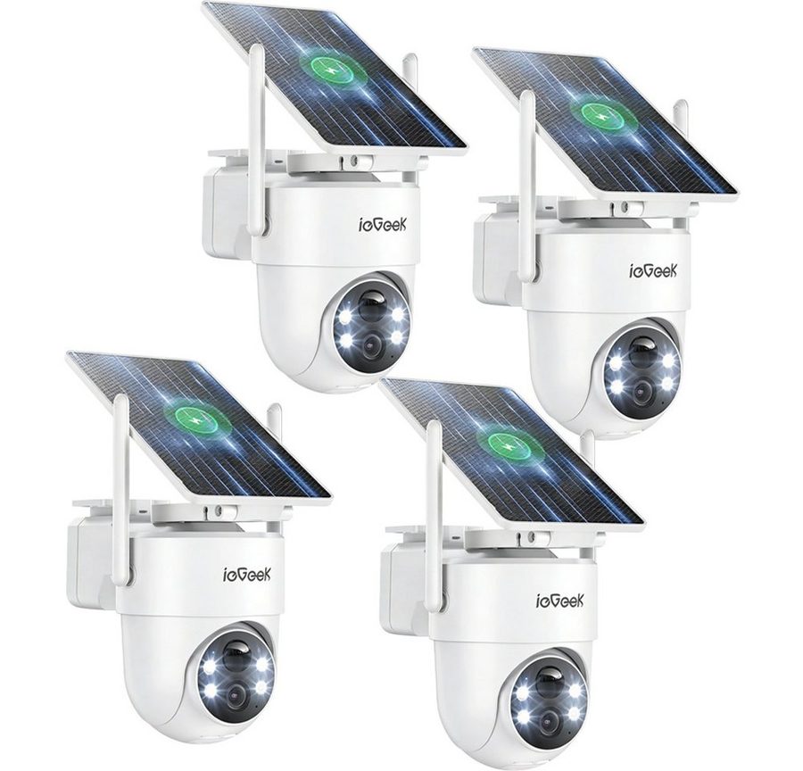 TWUFY IP-Überwachungskamera 2K 3MP Überwachungskamera Aussen Solar Akku Kamera Überwachung (Außen, Outdoor, Außenbereich, Aussen, 360° PTZ Kabellos 2,4G WLAN & Bluetooth Kamera Outdoor Solar Kamera, 4-tlg., Farb-Nachtsicht PIR Bewegungsmelder Lange Zeit Standby, Zwei-Wege-Audio 4x Digitalzoom Type C Außenkamera)