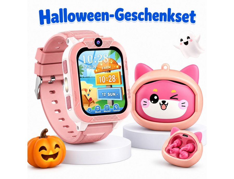 blackview Z40Pro + AirBuds K1 Kinder-Set – Smartwatch & Open-Ear-Kopfhörer Smartwatch, Open-Ear-Kopfhörer, GPS+LBS+WiFi, Halloween Geschenkidee für Kinder von blackview