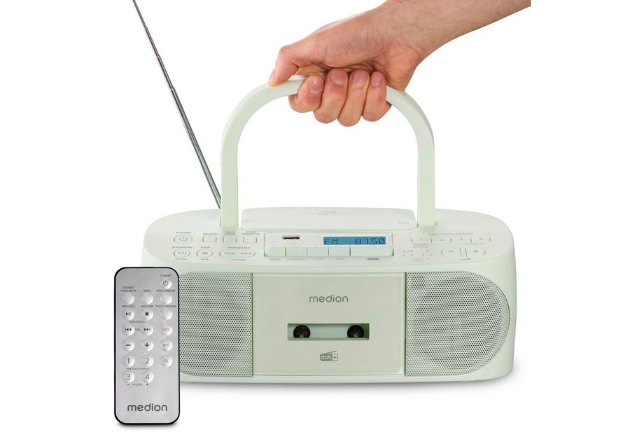 Medion® Boombox MEDION® LIFE® DRX-1 Plus (MD400003) Radio (AM- / FM- Tuner, MW / UKW mit RDS, 3 W, Bluetooth® 5.4, AUX-In, Batteriebetrieb: 6 x 1,5 V, Kopfhöreranschluss)