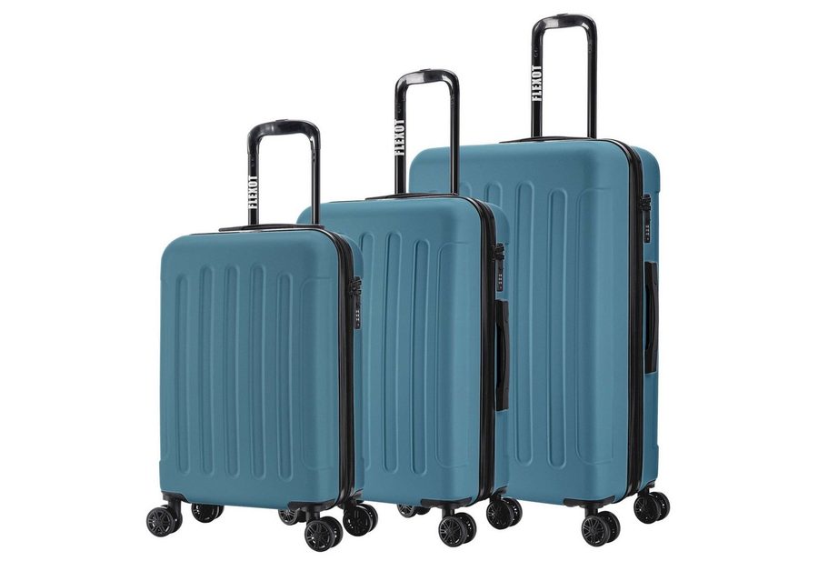 Flexot Hartschalen-Trolley F-3045 (Gr. M, L, XL) – Kofferset – ABS-Hartschale, 4 Rollen, Robuster und moderner Koffer mit vier 360° Rollen und Zahlenschloss