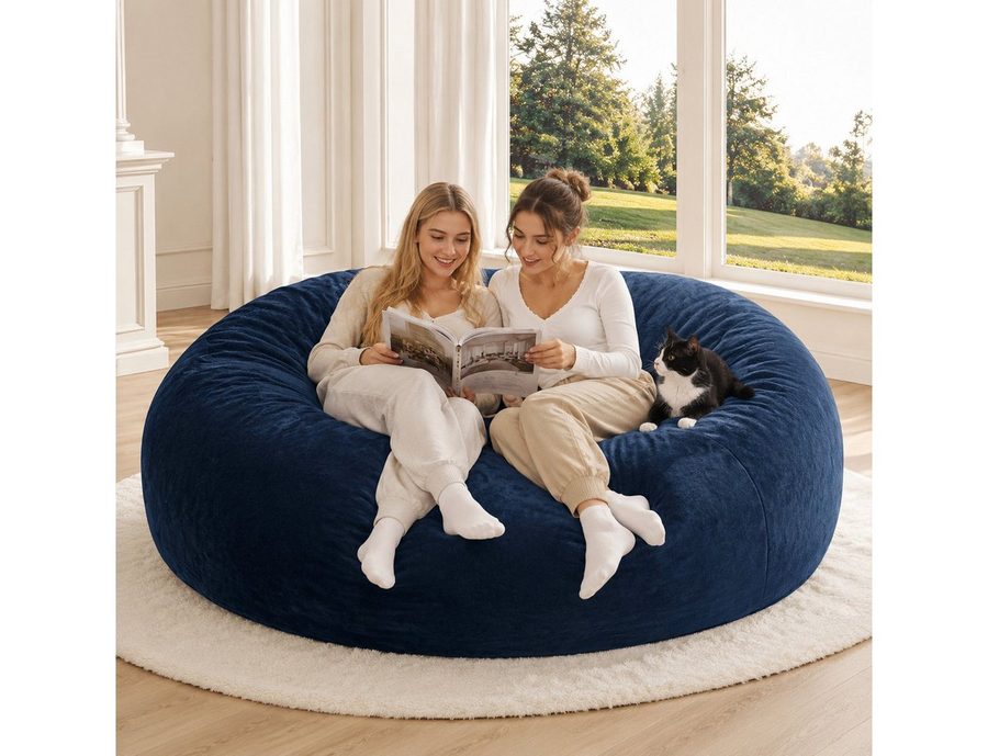 VUZINIC Sitzsack 6ft mit Füllung, für Groß & Klein, weich (1 St), maschinenwaschbarer Bezug, Blau