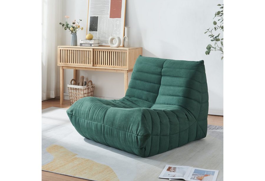 en.casa Sitzsack, »Kodsø« mit Rückenlehne 75 x 90 x 100 cm Mikrofaser Grün