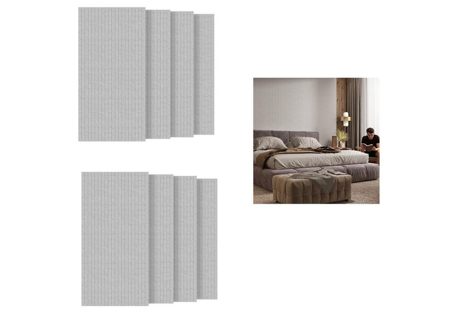 FIVMEN Wandpaneel Akustikpaneele Wand Selbstklebend Schalldämmung 4er/set, (8-tlg) Schwarz/Weiß/Hellgrau 120x60cm Polyesterfaser Langer Streifen von FIVMEN