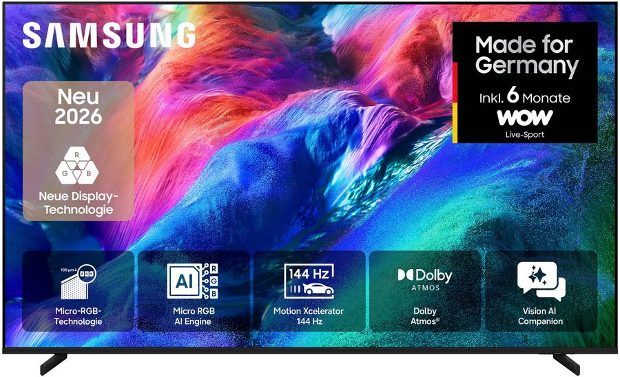 Samsung GMR75R85HAU LCD-LED Fernseher (189 cm/75 Zoll, 4K Ultra HD, Smart-TV, Micro RGB, 100% BT.2020 Farbraum, Motion Xcelerator 144Hz, Dolby Atmos)