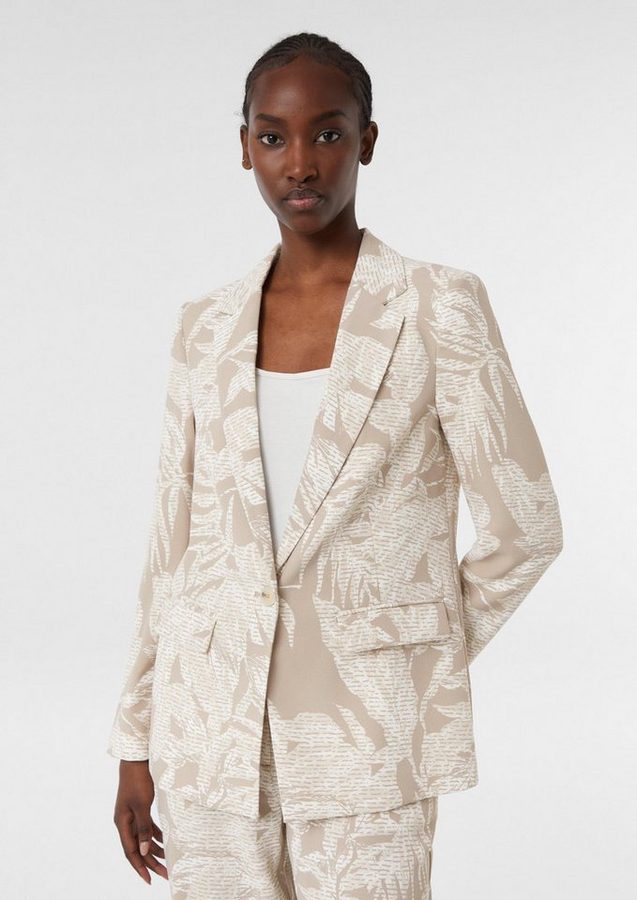 comma Jackenblazer Indoor-Blazer Modischer Crêpe-Blazer mit All-over-Print