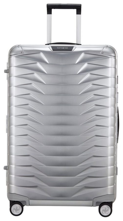 Samsonite Hartschalen-Trolley PROXIS ALU, verschiedene Größen, 4 Rollen, aus Aluminium, mit Kreuzspanngurt, mit integriertem Namensschild