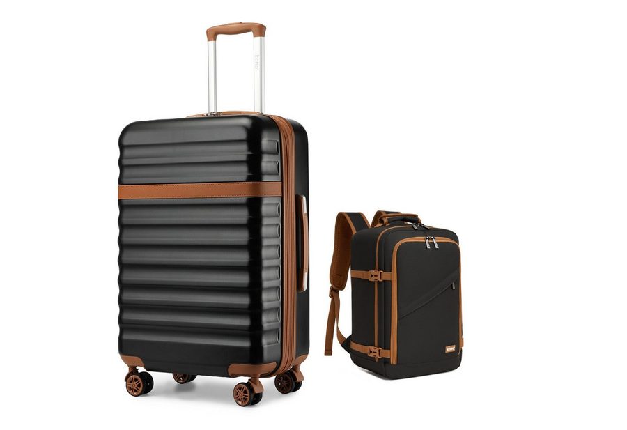 KONO Kofferset, Hartschalenkoffer (55/65/75 cm)+20L Kabinenrucksack (40x30x20 cm), (2 tlg)