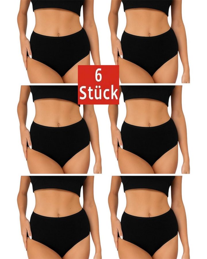 Berrak Taillenslip Damen Slip Bikinislip Hüftslip (6er-Pack)Schwarz A2108 (Spar-Set, 6-St., 6er-Pack) Premium Qualität