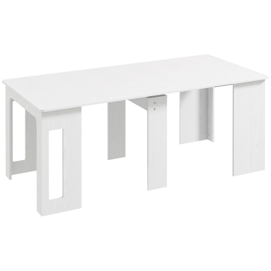 HOMCOM Klapptisch Esstisch, rechteckiger Küchen-Klapptisch, ausziehbar bis zu 6 Personen, für kleine Räume, Esszimmer, Weiß   Aosom