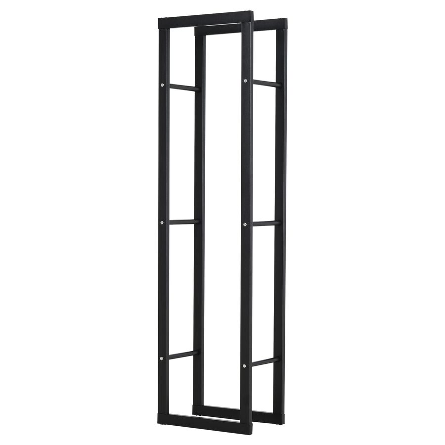 HOMCOM Feuerholzregal Kaminholzablage Kaminholzständer 100kg Stahl Schwarz 40x25x150cm für Garten & Wohnzimmer   Aosom.de von HOMCOM