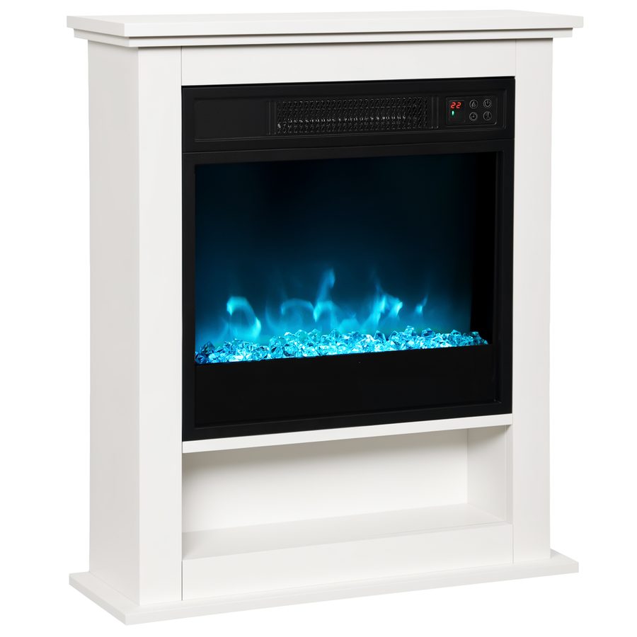 HOMCOM Elektrokamin Standkamin mit Heizung, Flammeneffekt, 9 Flammenfarben und 5 Helligkeitsstufen, 1800W Elektrischer Kamin mit Reagl, Fernbedienung, Timer, Thermostat Weiß   Aosom