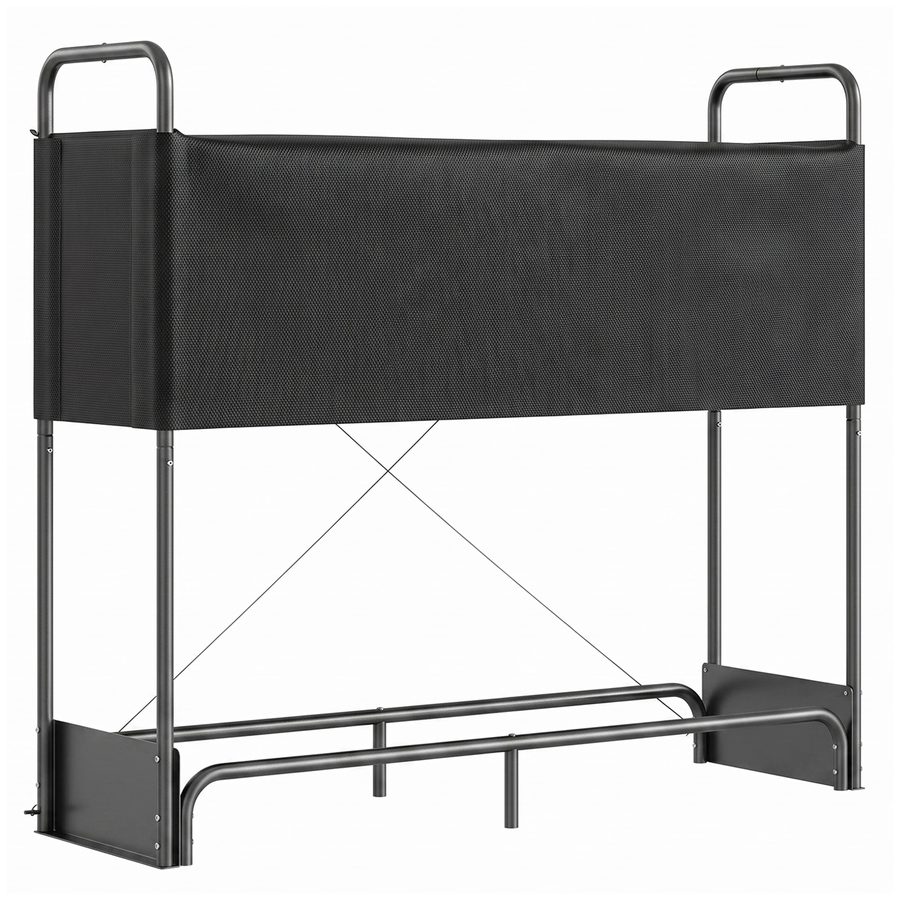 Outsunny Brennholzregal für Innen und Außen aus verzinktem Stahl, Brennholzständer mit Abdeckung und Tasche aus Oxford 600D, Traglast 300 kg, für Kaminholz, 132x38x118 cm, Schwarz   Aosom von Outsunny