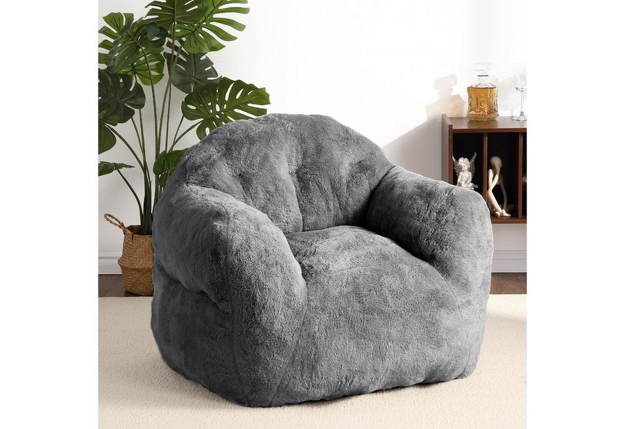 GarveeMore Sitzsack Sessel mit Rücken- und Armlehne, hochdichter Schaumstoff & Plüsch, für Wohnzimmer, Schlafzimmer, Leseecke