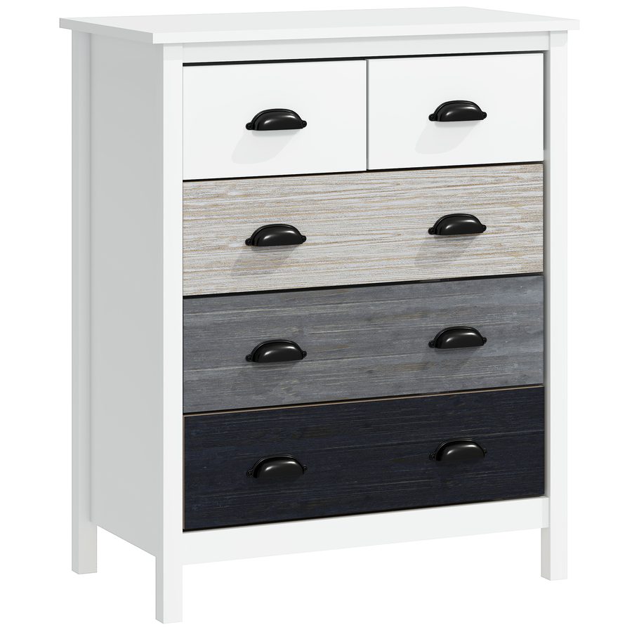 HOMCOM Kommode Aufbewahrungsschrank mit 5 Schubladen Kippschutz für Schlafzimmer Wohnzimmer in Weiß 70x38x85cm   Aosom.de