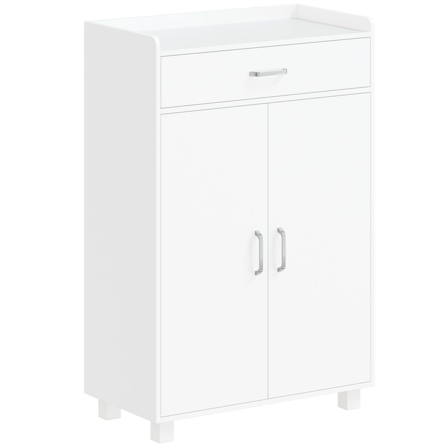 HOMCOM Schuhschrank mit 1 Schublade und 5 Einlegeböden, Moderner Schuhschrank mit verstellbaren Einlegeböden, Schuhschrank für Flur/Diele für 6 Paar, 62,5x35x95 cm, Weiß   Aosom