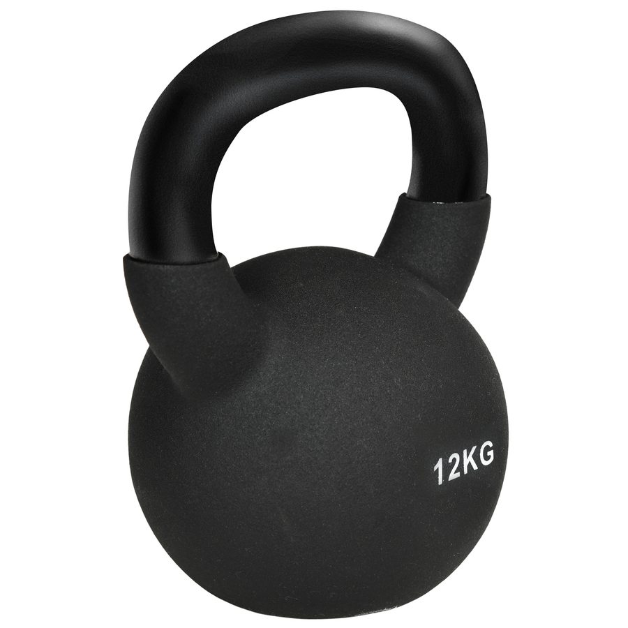 HOMCOM Kugelhantel 12 KG Gusseisen mit Neopren-Beschichtung bodenschonend, schwarze Schwunghantel für Fitness & Workout   Aosom.de