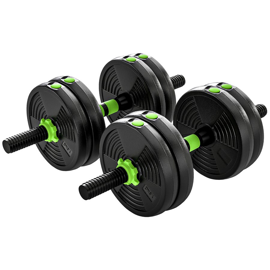SPORTNOW 3-in-1 Hantelset verstellbar 15 KG Kurzhantel Set Kurzhanteln Langhanteln Hanteln Set Dumbbell mit Verbindungsrohr Kurzhantelset für Krafttraining Zuhause Fitnessstudio   Aosom