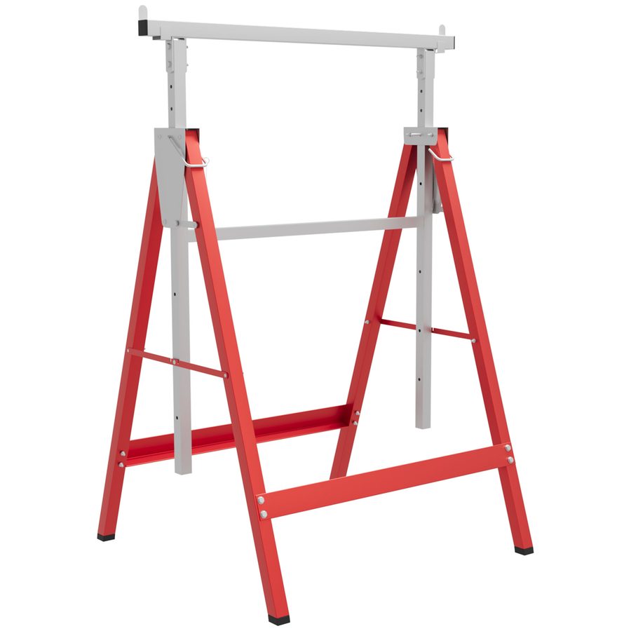 HOMCOM 2 x Gerüstbock Unterstellbock Klappbock höhenverstellbar bis 200kg Stahl Rot 68 x 58 x 80-130 cm   Aosom