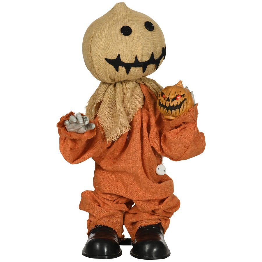 HOMCOM Halloween Dekoration 77cm Vogelscheuche mit Rote Augenleuchte, Soundfunktion, Halloween Deko mit Geräusch-, Bewegungssensor, heulendem Geräusch, beweglichen Armen und Händen   Aosom