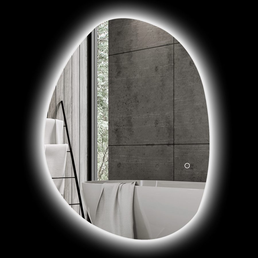 HOMCOM Badezimmerspiegel mit dimmbarem LED-Licht in 3 Farbtemperaturen, 80x60 cm rückseitig beleuchteter Wandspiegel mit Entfeuchtungsfunktion und Speicherfunktion aus gehärtetem Glas, IP44, Silber   Aosom