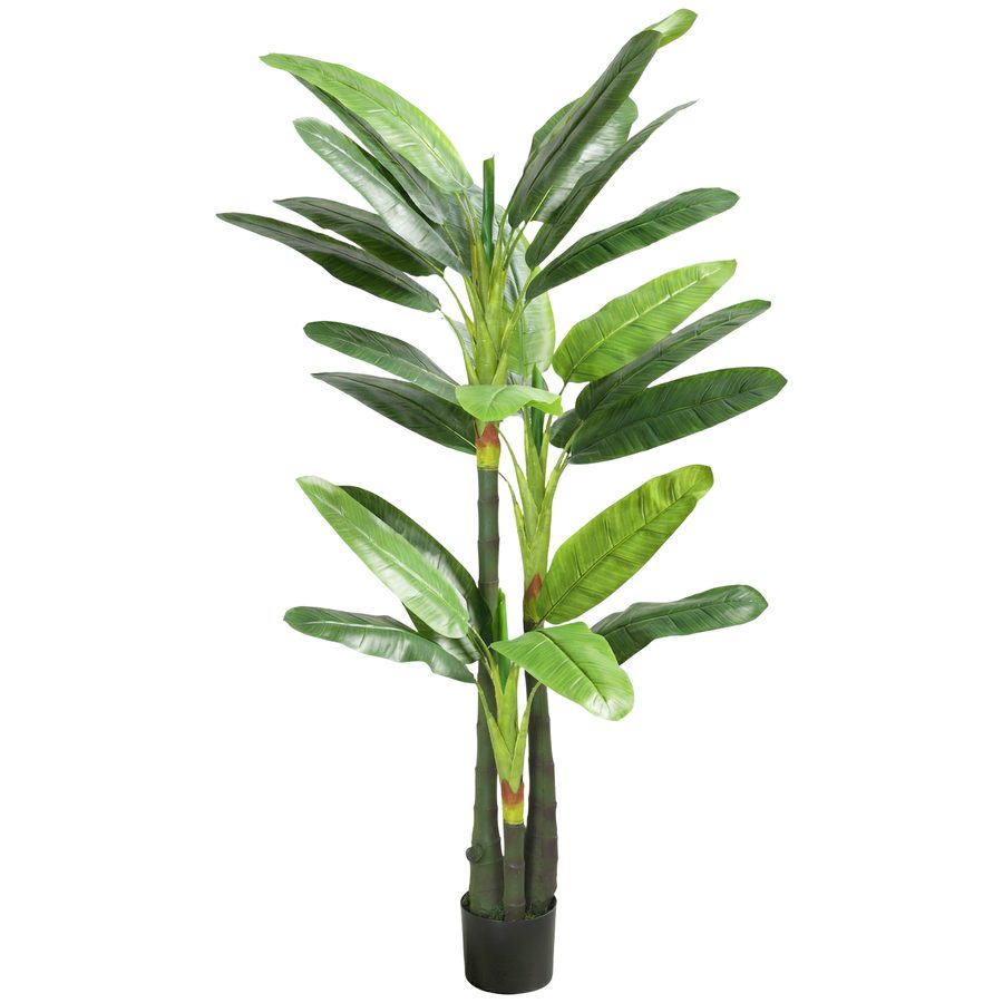 HOMCOM Künstlicher Bananenbaum 180 cm im Topf, künstliche Pflanze mit 18 Blättern zur Wohn- oder Bürodekoration, Grün   Aosom