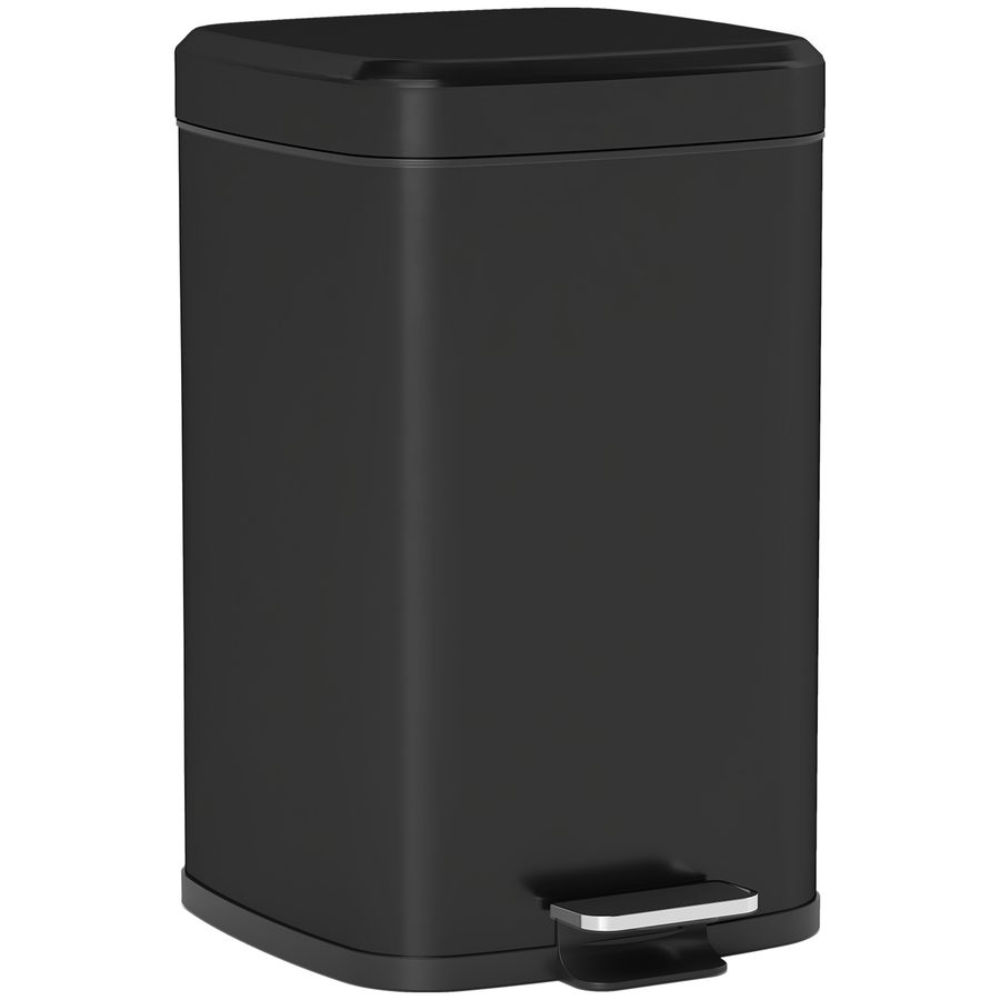 HOMCOM Küchenabfalleimer 20 L Pedal mit Soft-Close-Deckel, kompakt, herausnehmbarer Inneneimer, 28L x 35l x 45H cm, Schwarz   Aosom