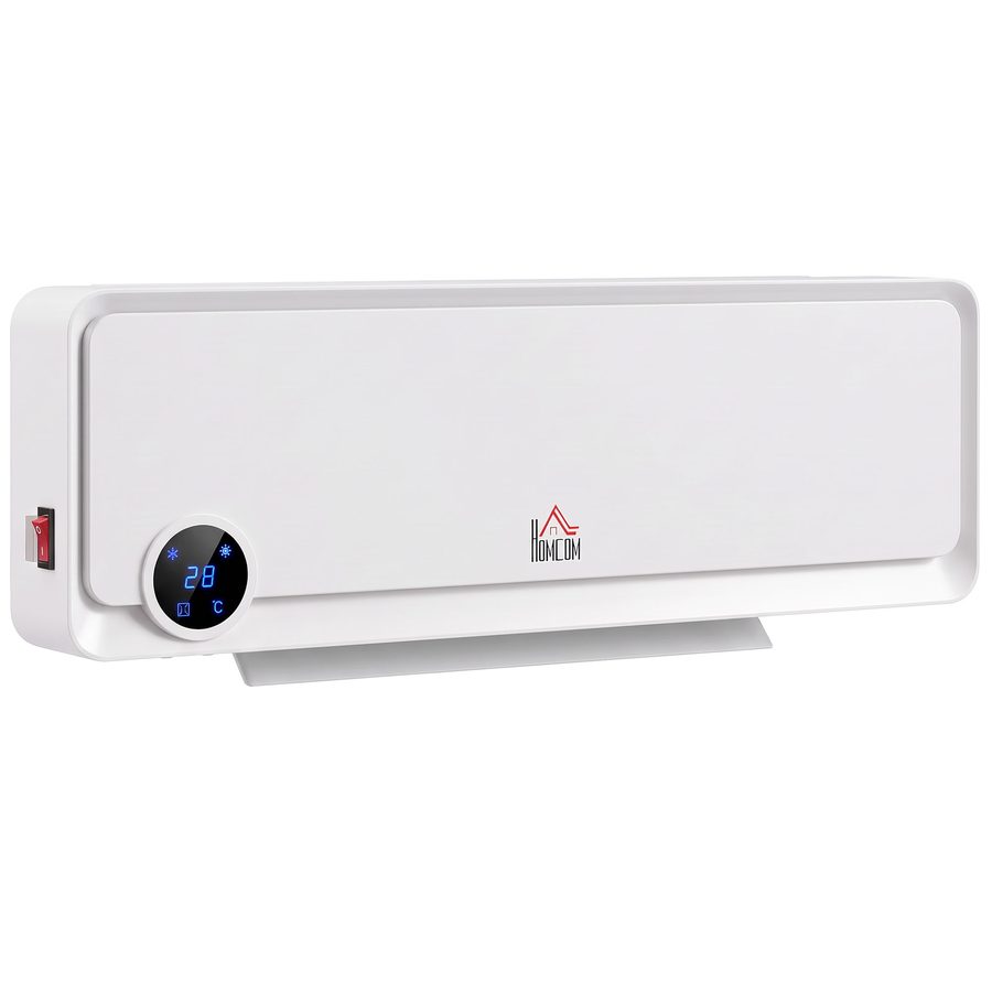 HOMCOM Heizlüfter zur Wandmontage 2000W Keramik-Wandheizung mit Fernbedienung, 3 Betriebsmodi, LED-Display, Wandheizgerät mit 12h Timer, Schnellheizer für Wohnzimmer, Schlafzimmer, Badezimmer Büro   Aosom