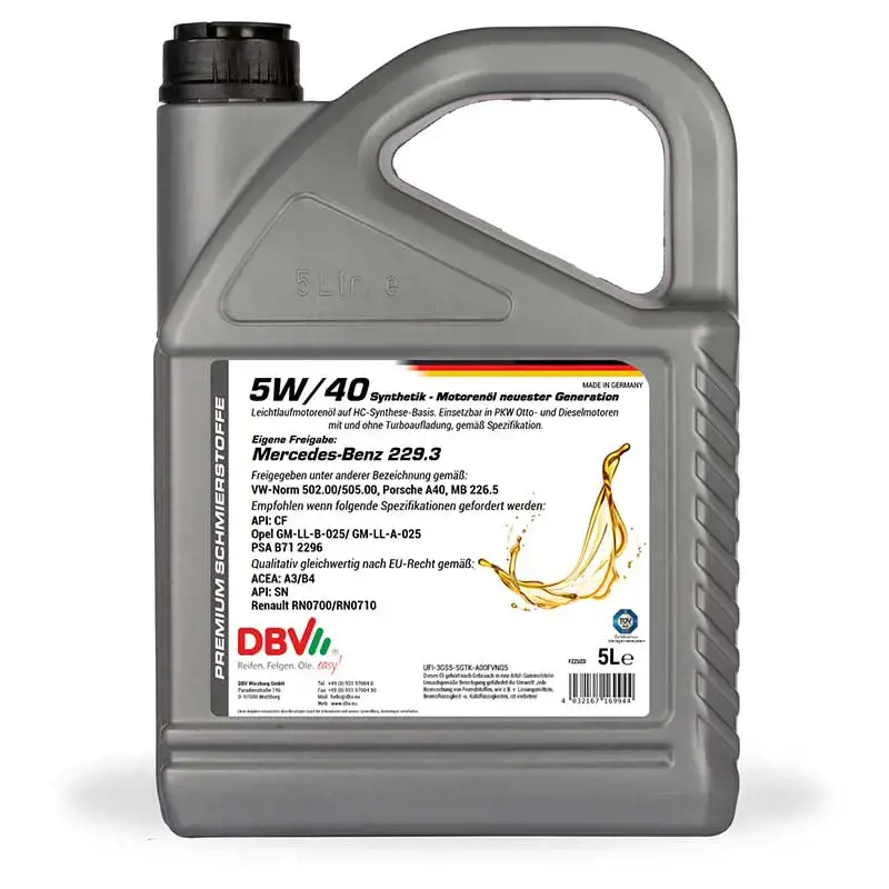 DBV 5W-40 5 Liter von DBV Motoröl