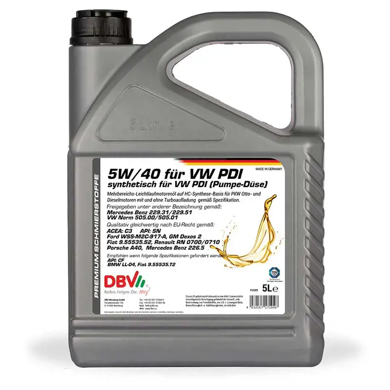 Synthetik  DBV PDI 5W-40 5 Liter von DBV Motoröl