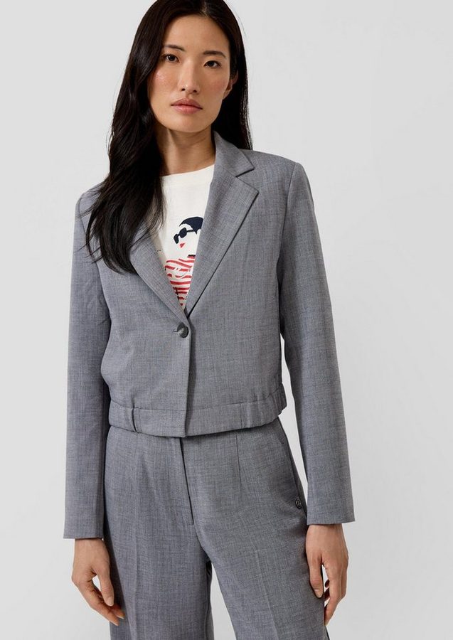 s.Oliver Jackenblazer Indoor-Jacke Cropped-Blazer mit Elastikeinsatz