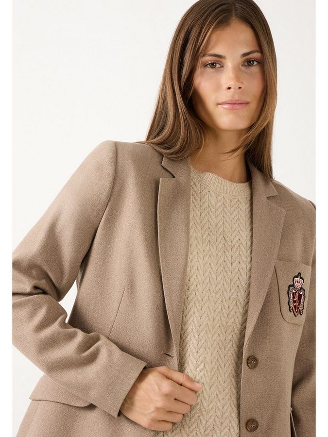 MORE&MORE Jackenblazer stilvoller, classy Blazer, Wappen-Emblem