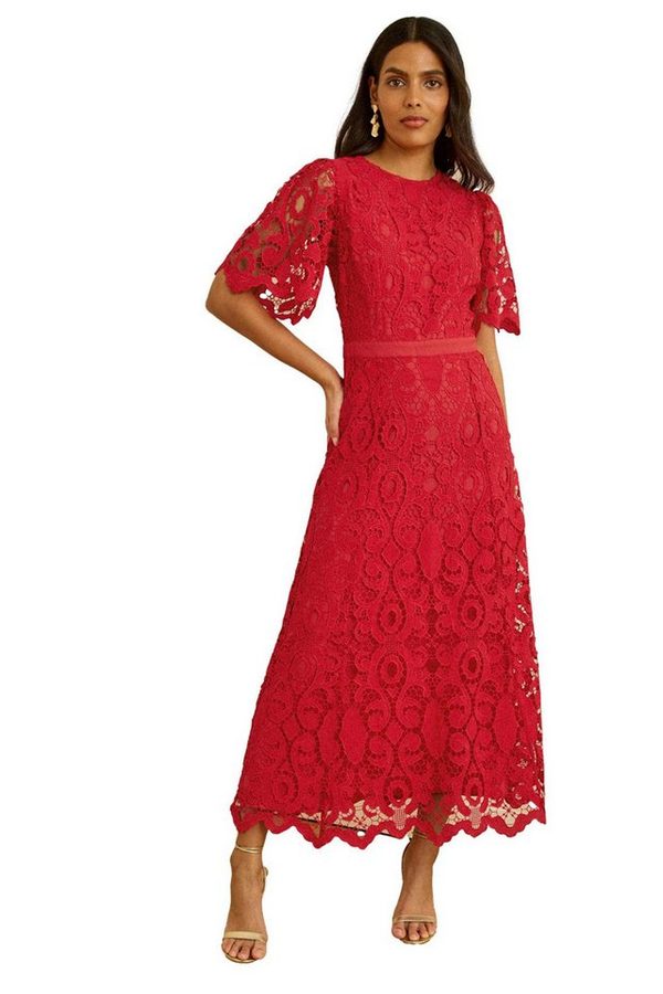 Love & Roses Midikleid Love & Roses Midikleid mit Spitze, Regular (1-tlg)