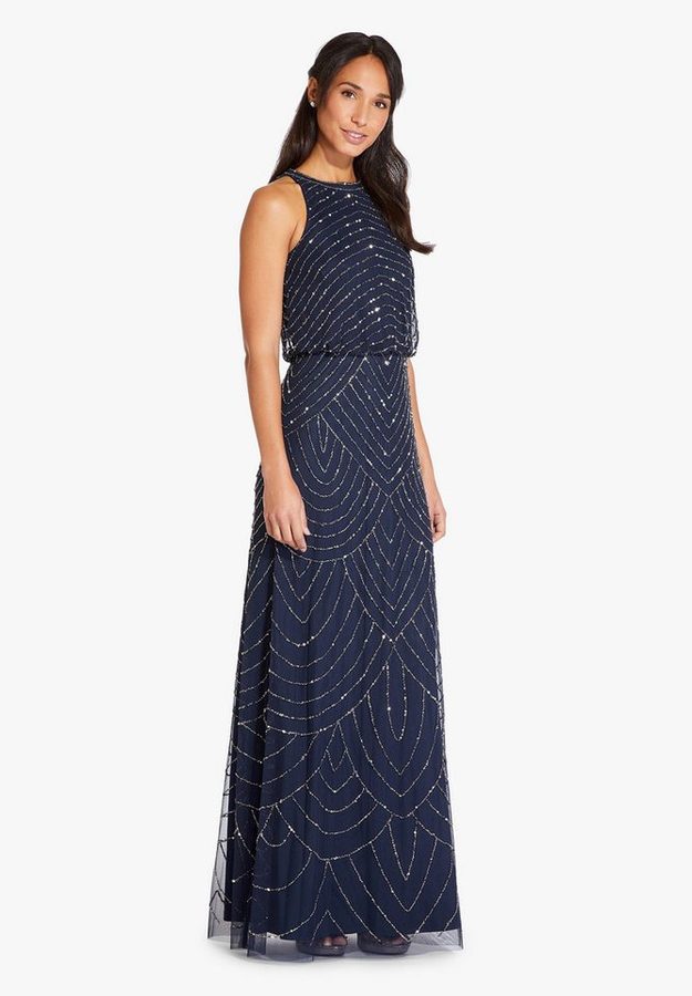 Adrianna Papell Abendkleid Beaded Halter Long Dress Tailliert, figurbetont, elegant