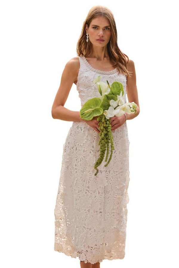 Love & Roses Midikleid Love & Roses Midikleid mit Spitze, Brautmode (1-tlg)